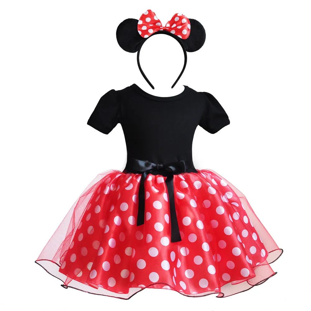 Children Shirt Mickey Cartoon Dress Printed Princess Dress Children's Bow Performance Children's Clothing