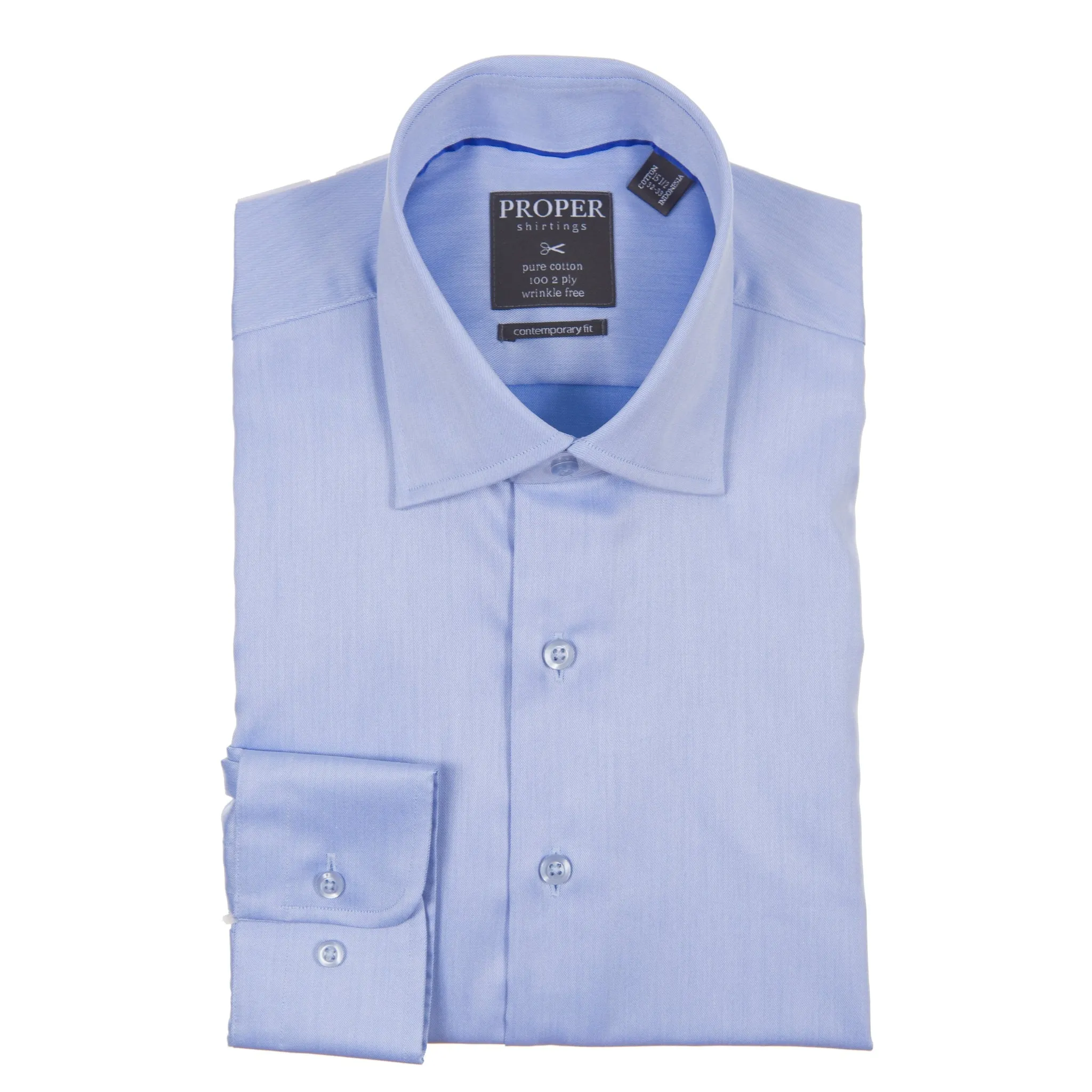 CHRISTOPHER LENA: Contemporary Fit Men's Dress Shirt- Blue