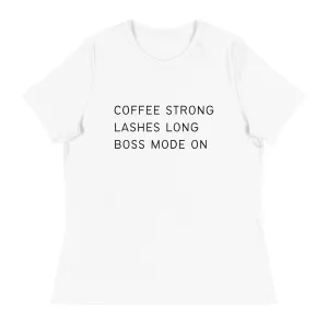 Coffee Strong Lashes Long Women's Short Sleeve T-Shirt