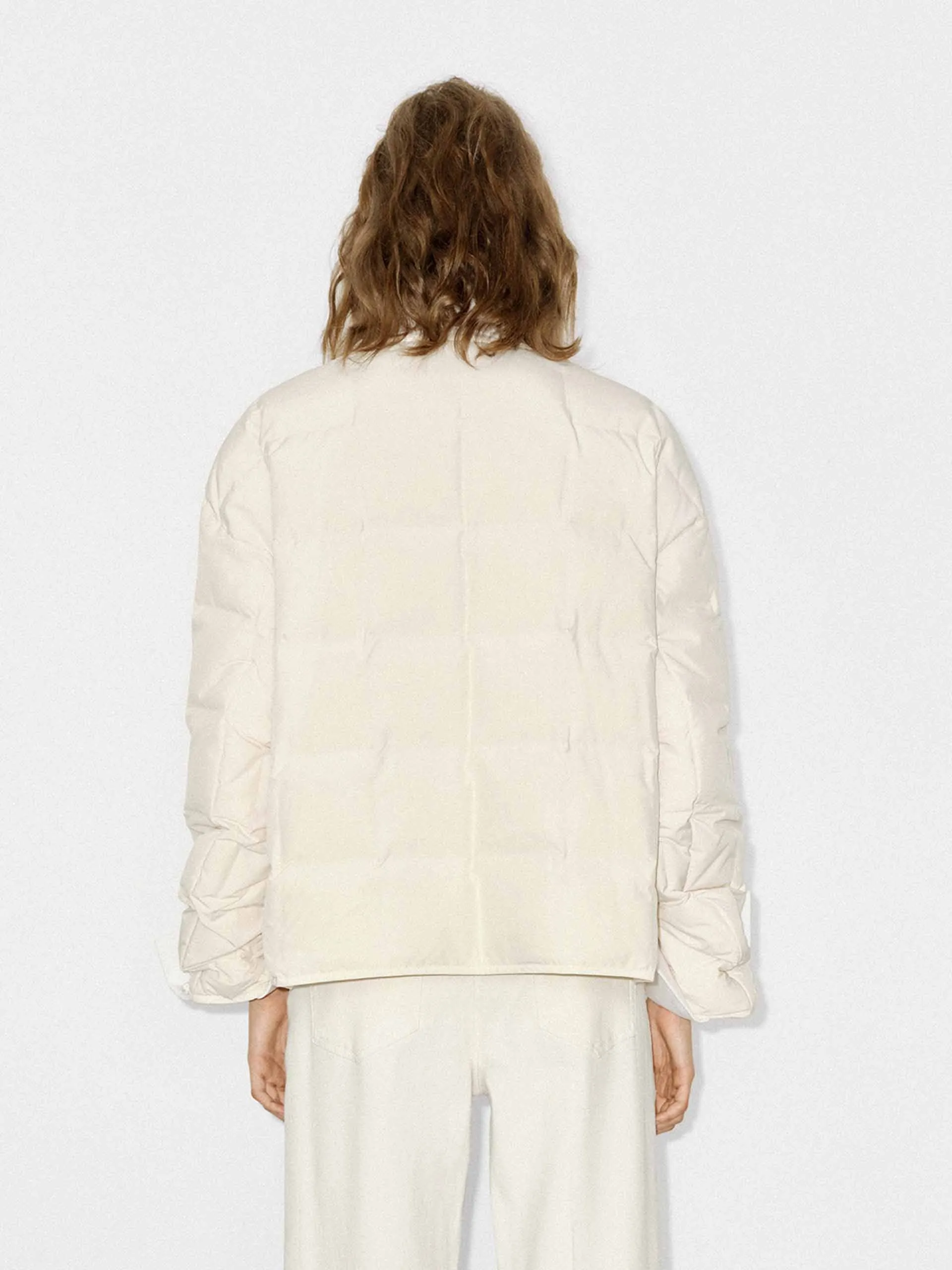 Collarless Quilted Puffer Jacket