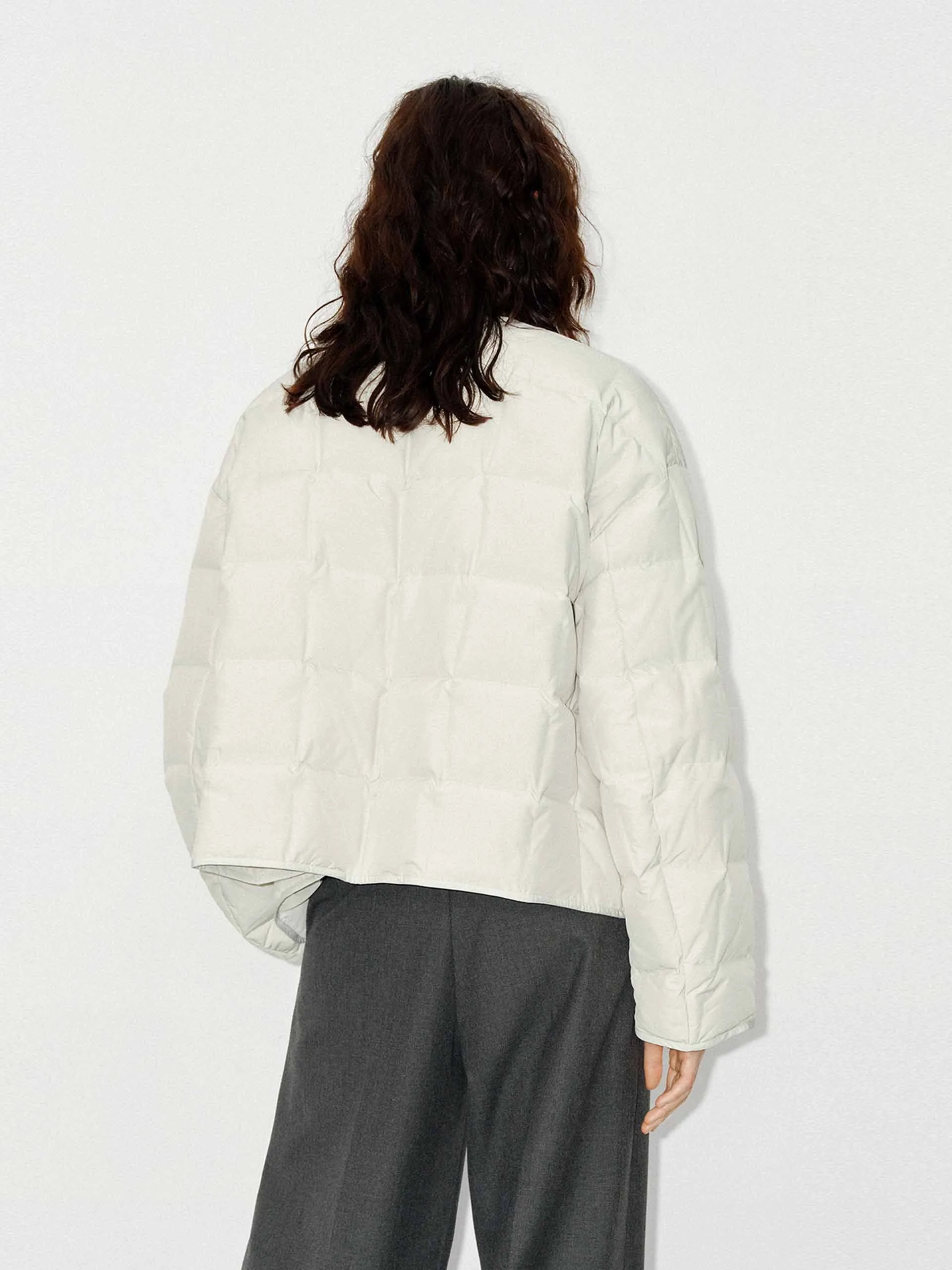 Collarless Quilted Puffer Jacket