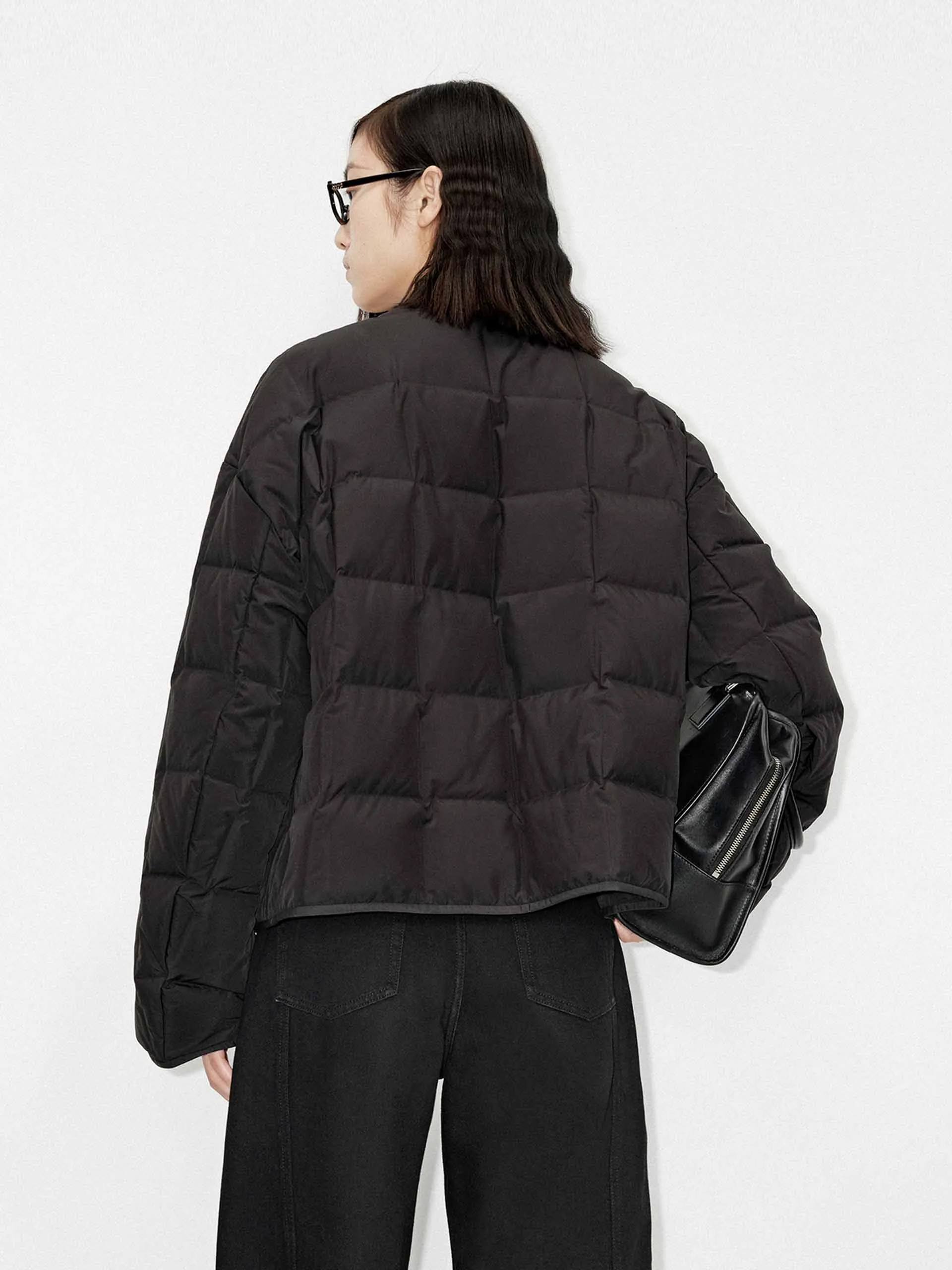 Collarless Quilted Puffer Jacket