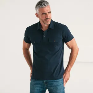 Constructor Short Sleeve Polo Shirt –  Navy Cotton Jersey