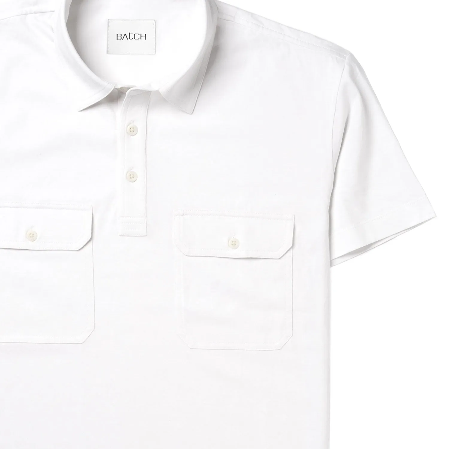 Constructor Short Sleeve Polo Shirt –  Pure White Cotton Jersey