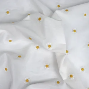 Cotton Poplin - Embroidered Daisies