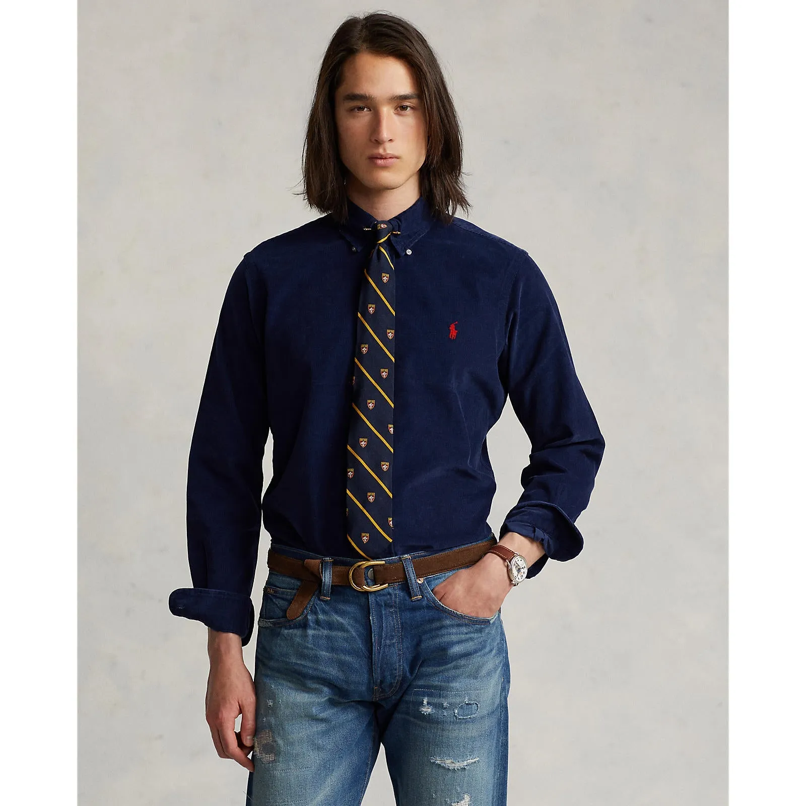 Custom Fit Corduroy Shirt - Newport Navy