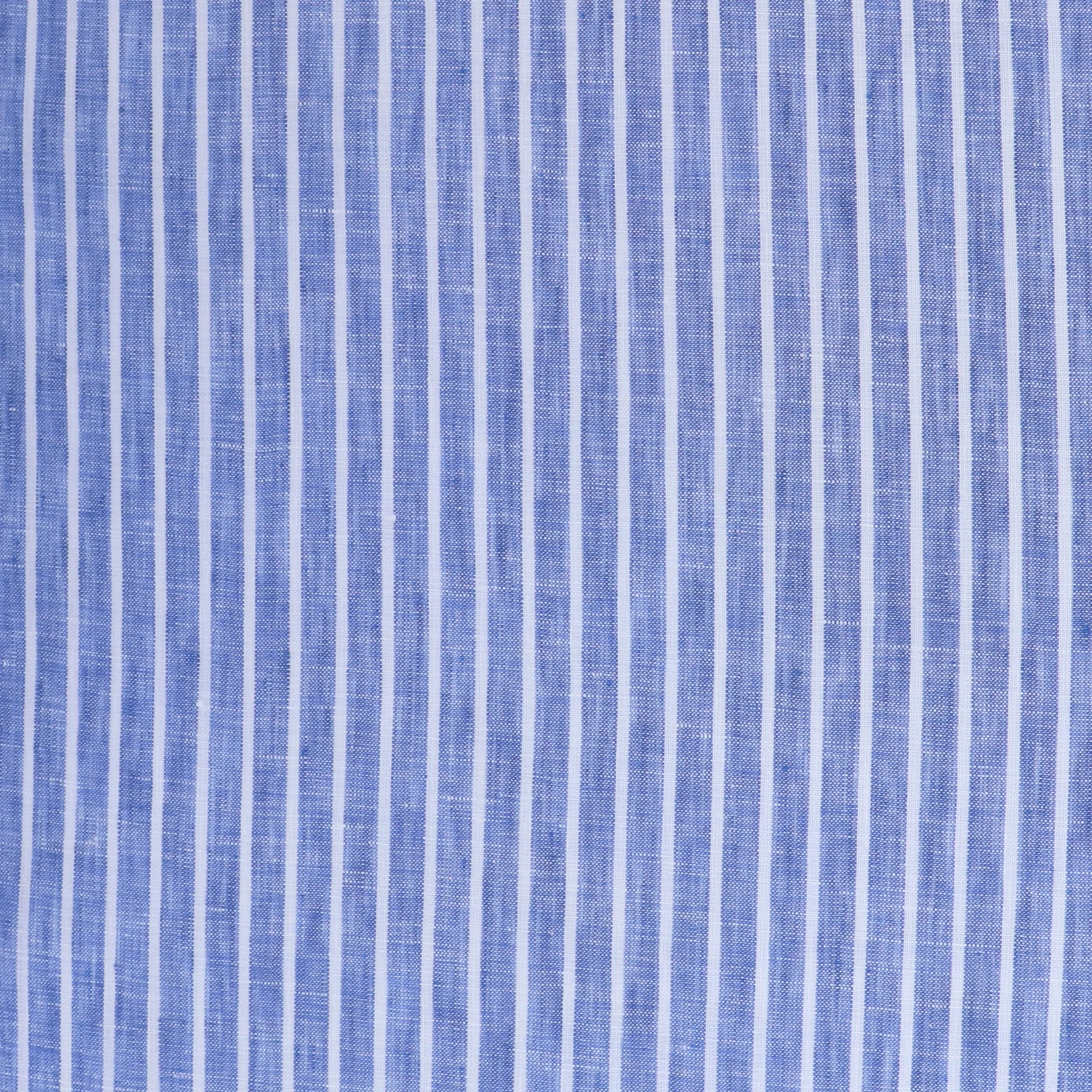 Deadstock Linen - Yarn Dyed Blue   White Stripe