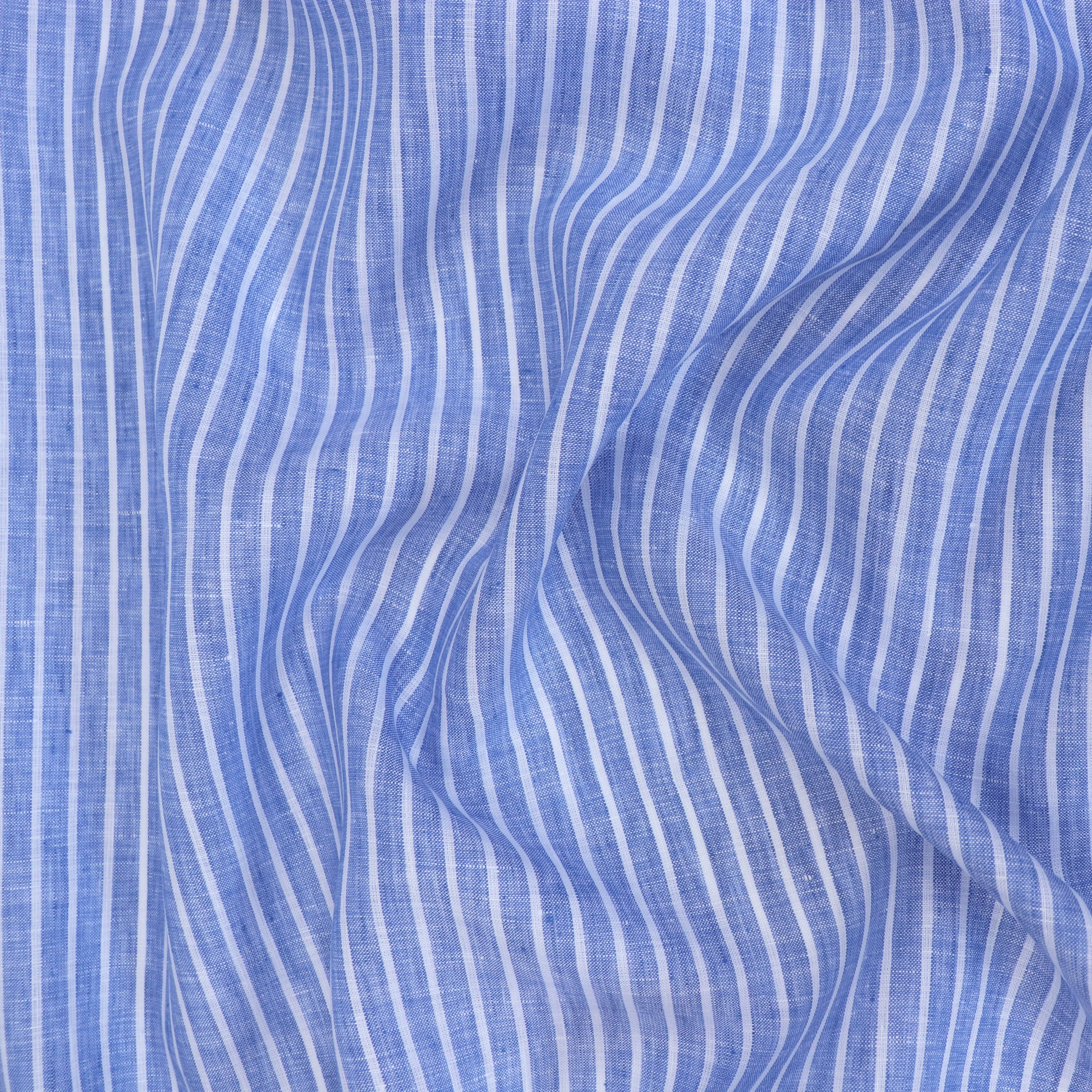 Deadstock Linen - Yarn Dyed Blue   White Stripe