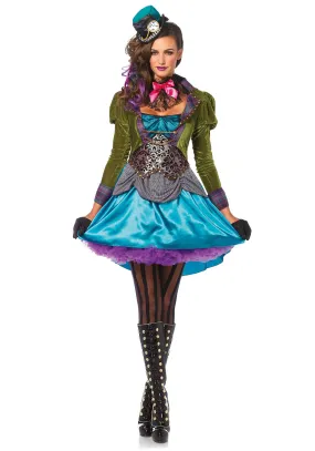 Deluxe Mad Hatter Halloween Costume- Multicolor