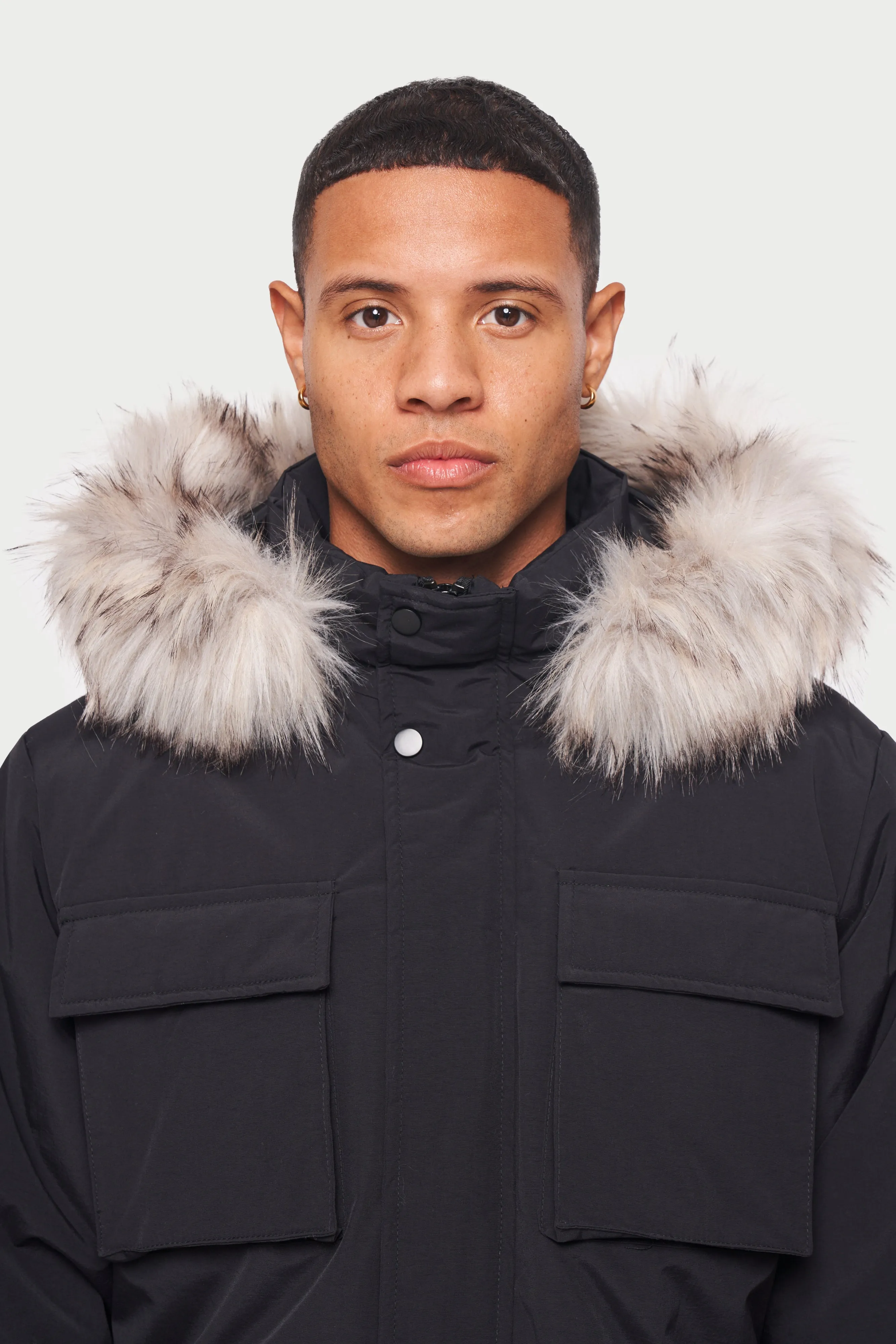 DETACHABLE FUR HOODED LONGLINE PARKA