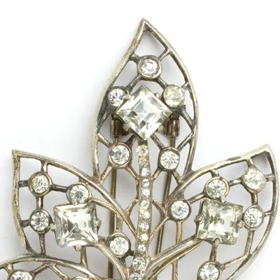 Diamanté & Sterling Leaf Eisenberg Dress Clip