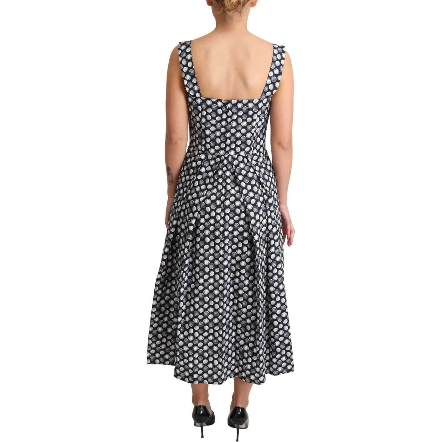 Dolce & Gabbana Elegant Sleeveless Geometric Midi A-Line Dress