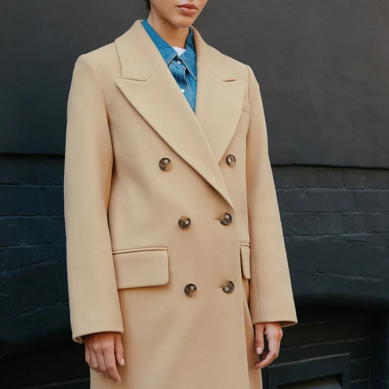 Double Breasted Camel Coat by Albaray