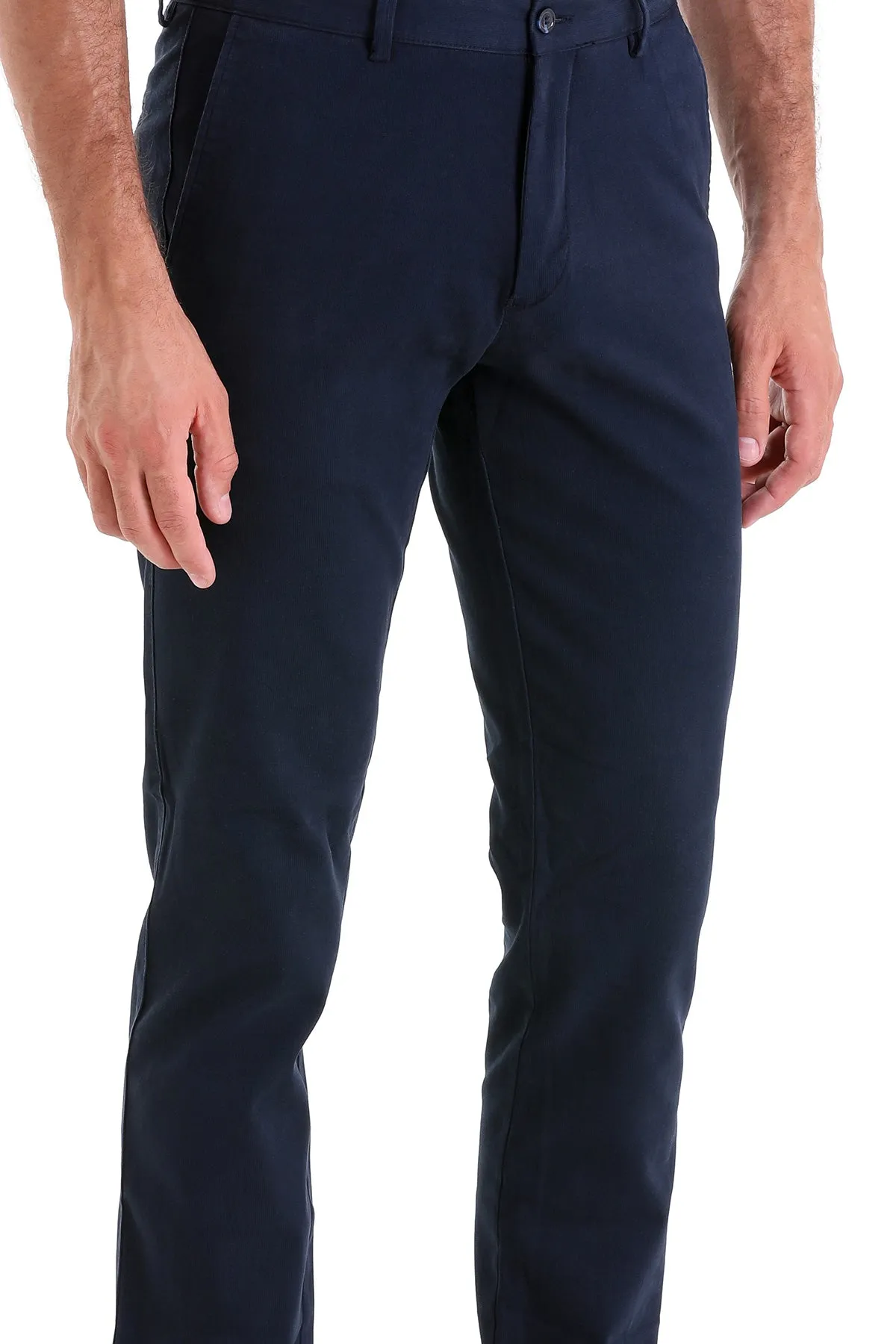 Dynamic Fit High Waist Cotton Navy Casual Pants