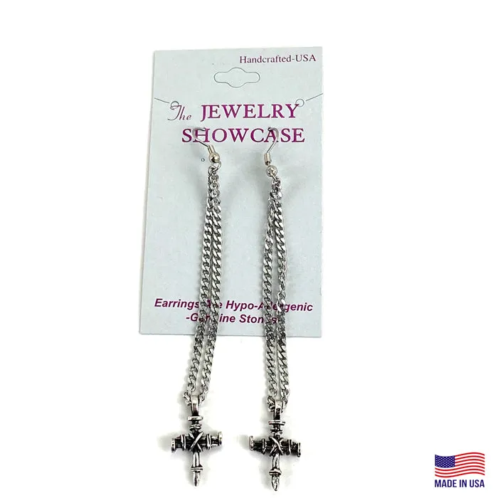 Earrings Penny Nail Cross On French Wire