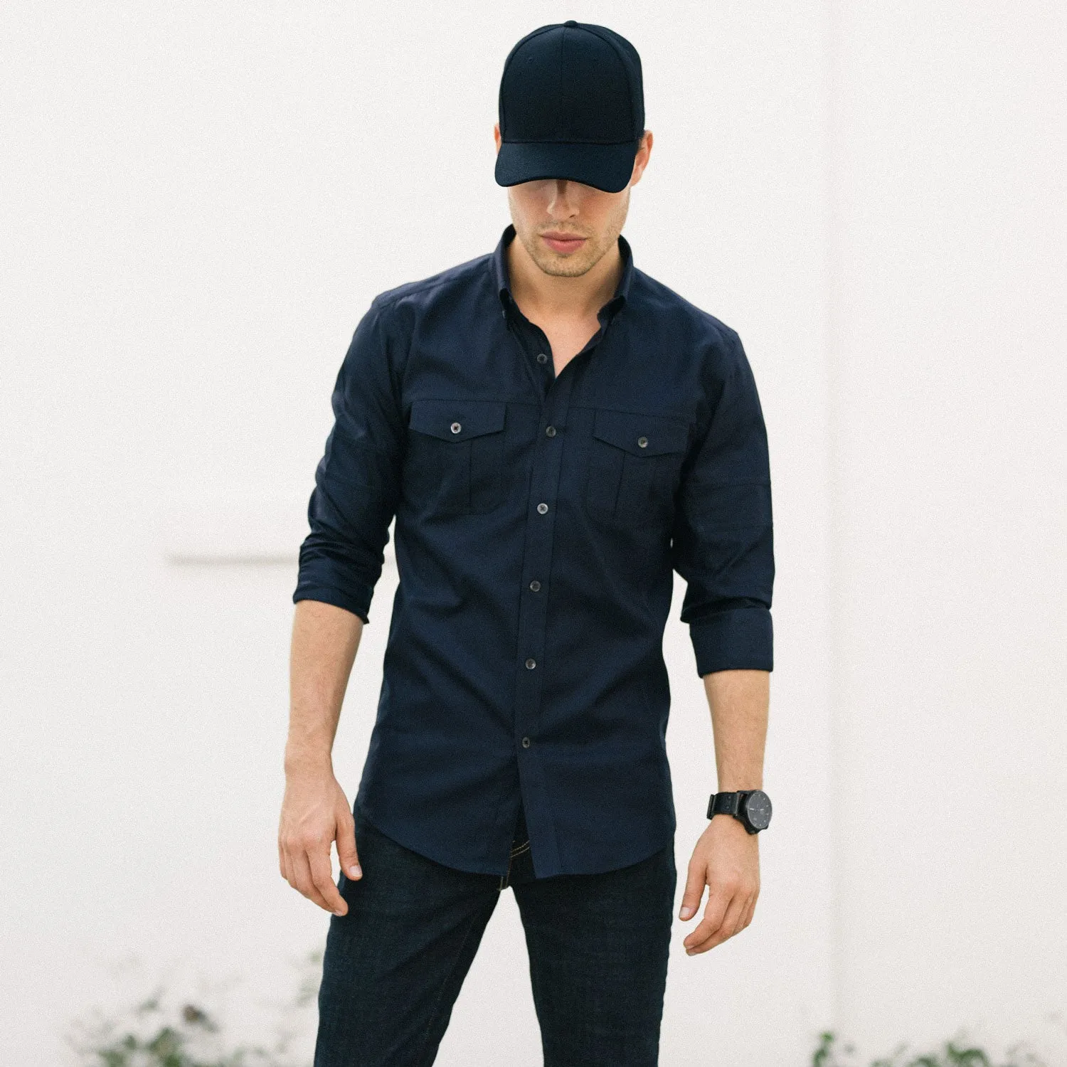 Editor Shirt – Dark Navy Stretch Cotton Poplin