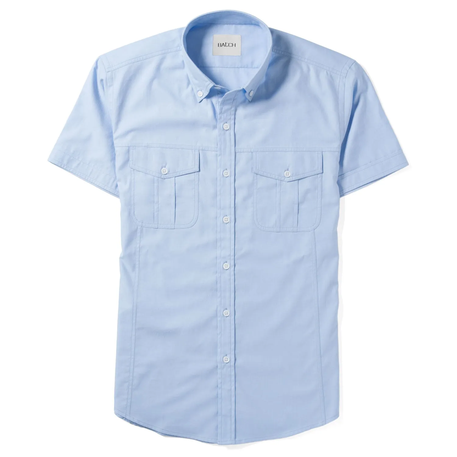 Editor Short Sleeve Utility Shirt – Clean Blue Mercerized Cotton