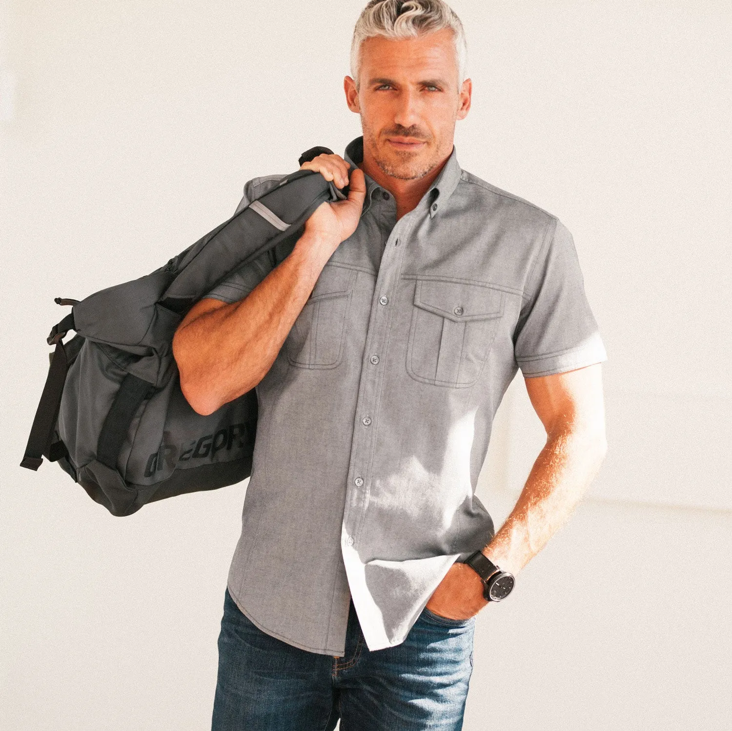 Editor Short Sleeve Utility Shirt – Flint Gray Oxford