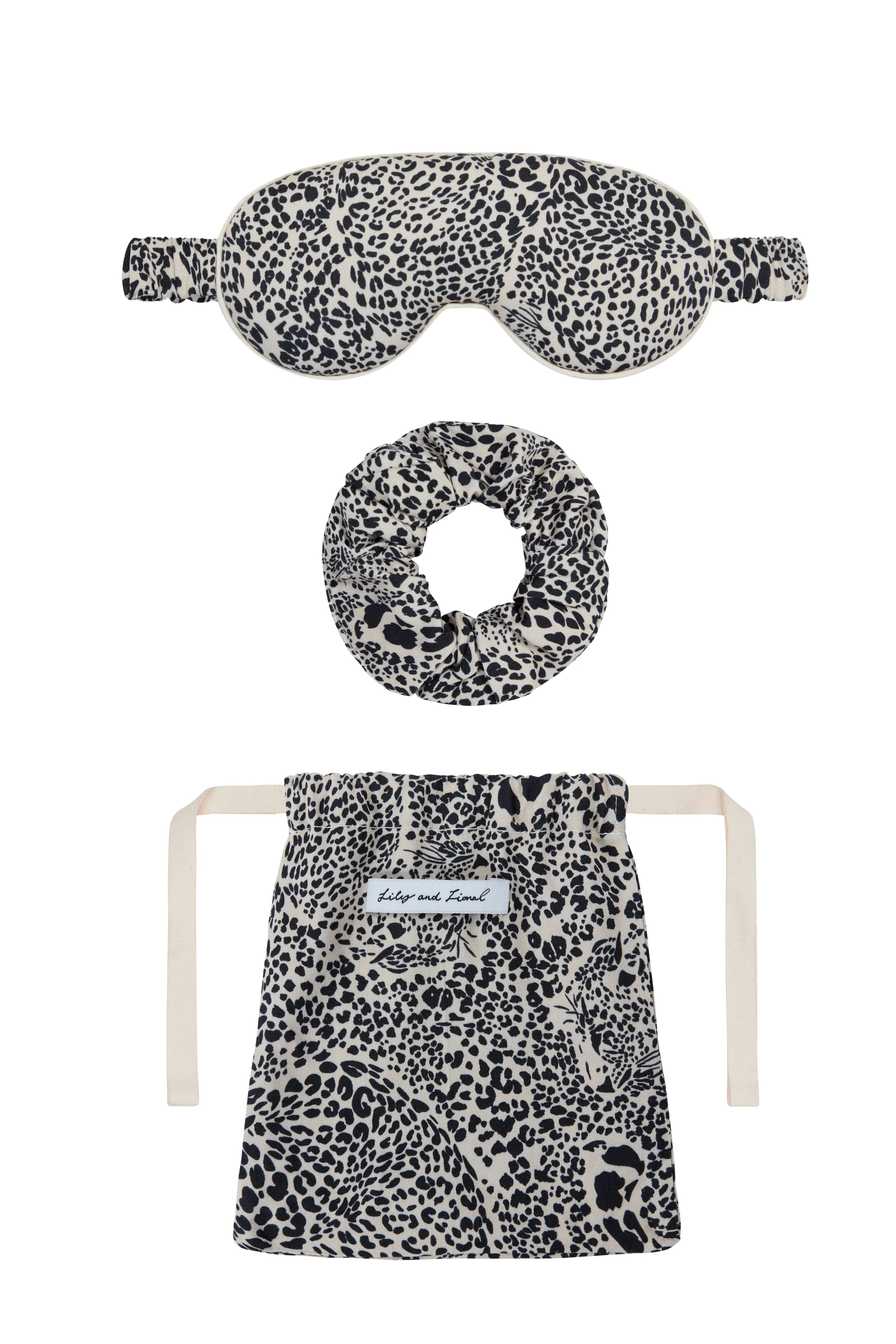 Ella Eye Mask Scrunchie Hidden Leopard Print Set In Cream