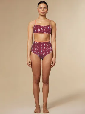 Elna High Waist Bikini Bottoms Burgundy