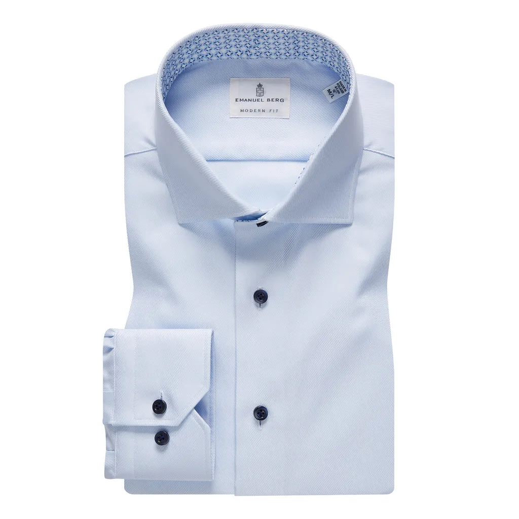 Emanuel Berg Twill Blue Dress Casual Shirt