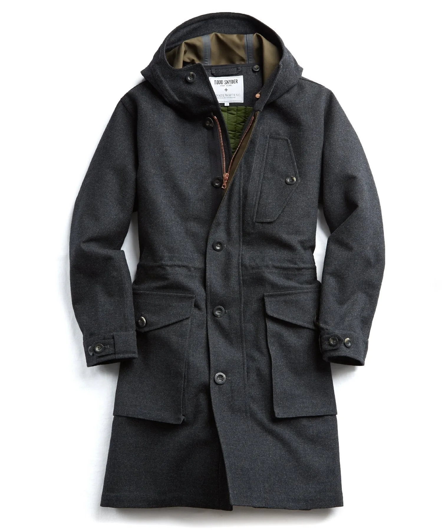 Exclusive Private White V.C Wool Parka in Charcoal