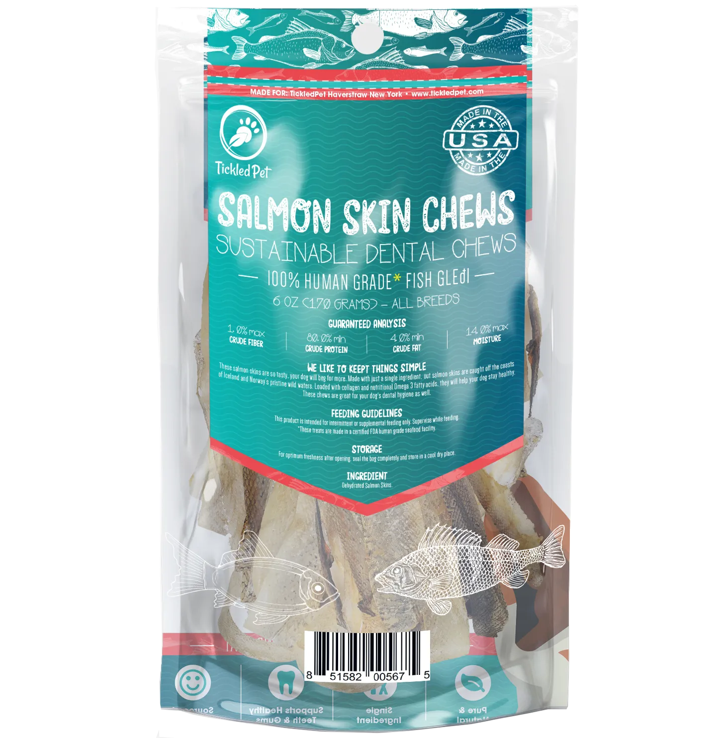 Fish Treat Combo Pack for Dogs - Cod Skin Rolls, Salmon Skin, and Whole Capelin