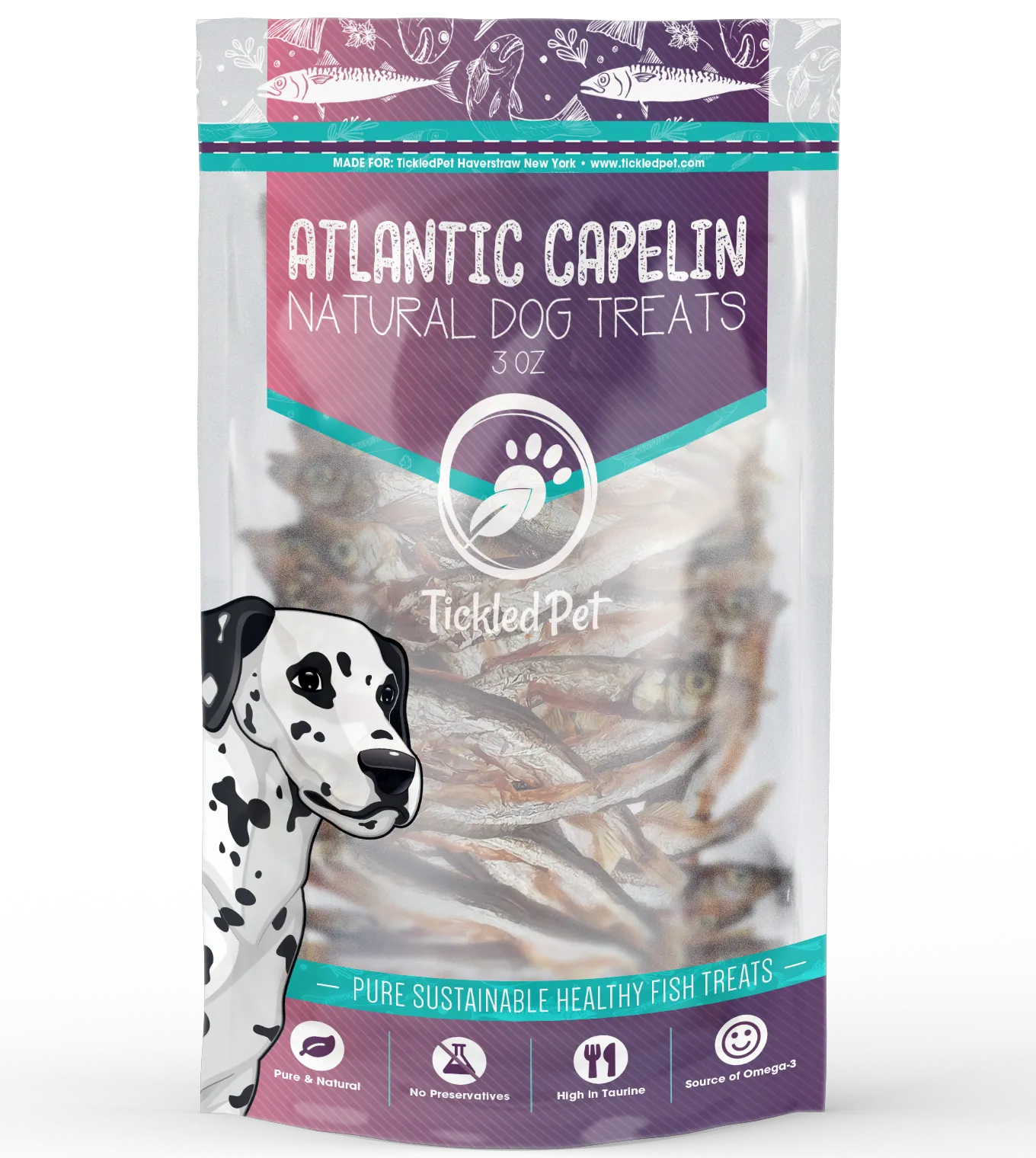 Fish Treat Combo Pack for Dogs - Cod Skin Rolls, Salmon Skin, and Whole Capelin