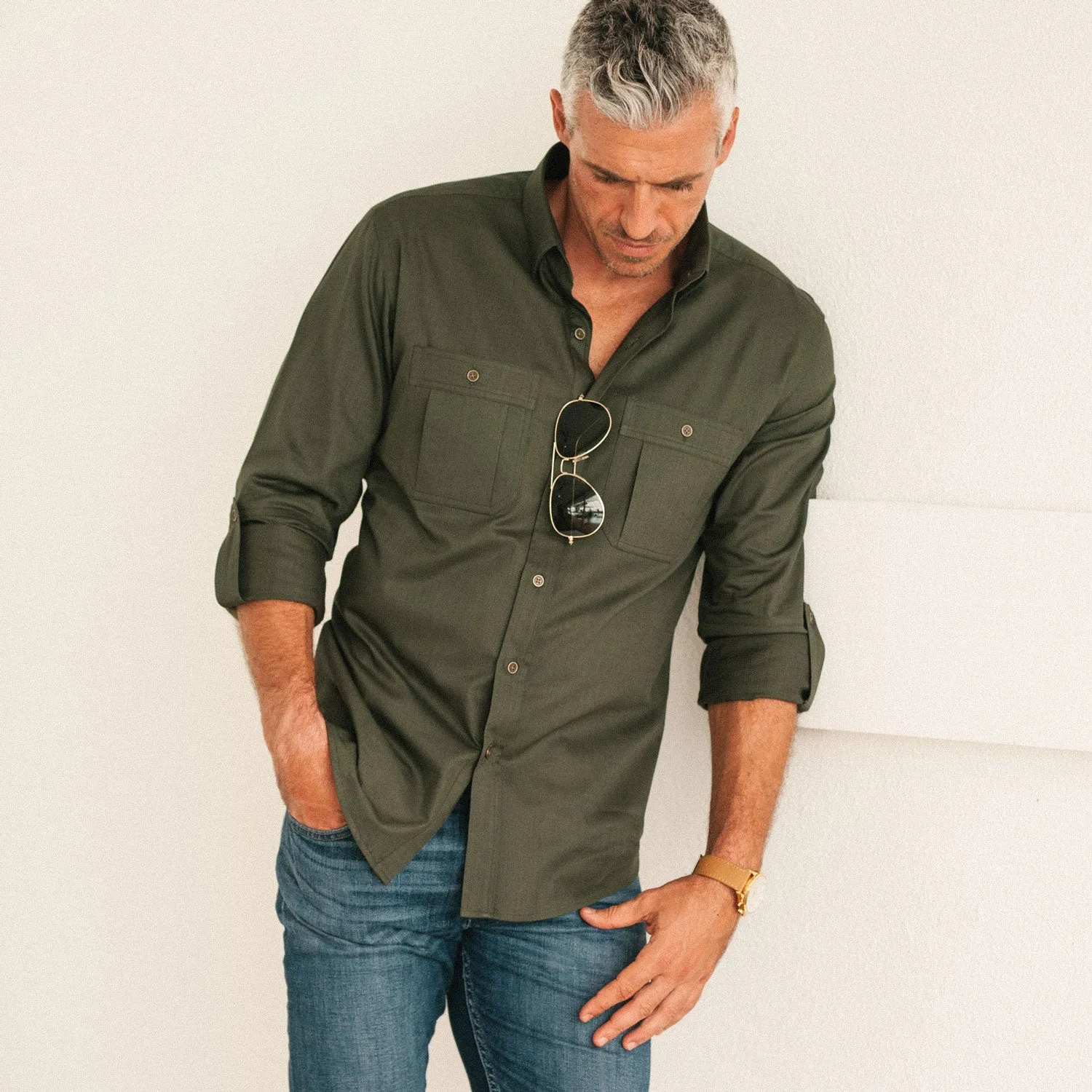 Fixer Utility Shirt – Olive Green Cotton Twill