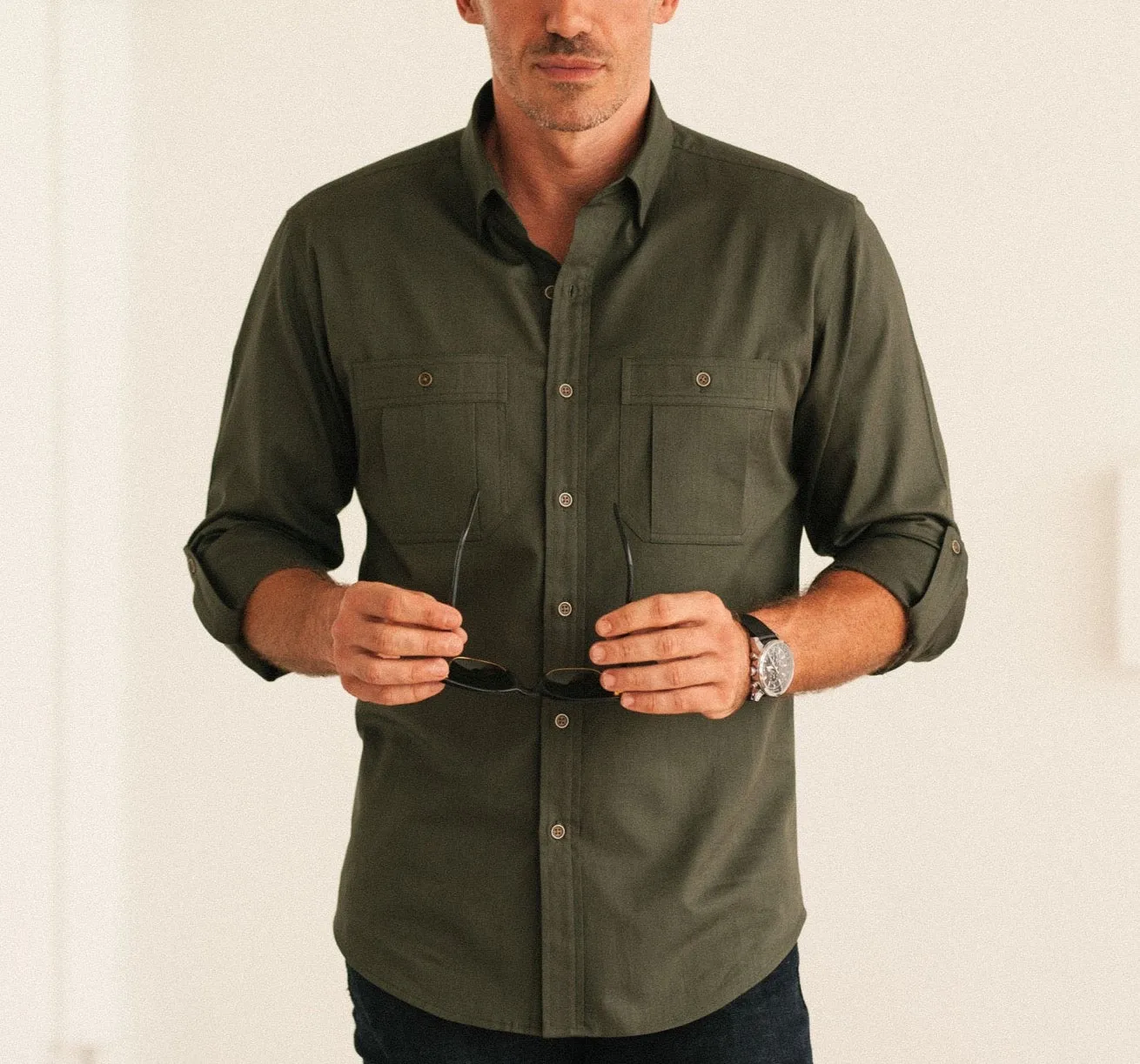 Fixer Utility Shirt – Olive Green Cotton Twill