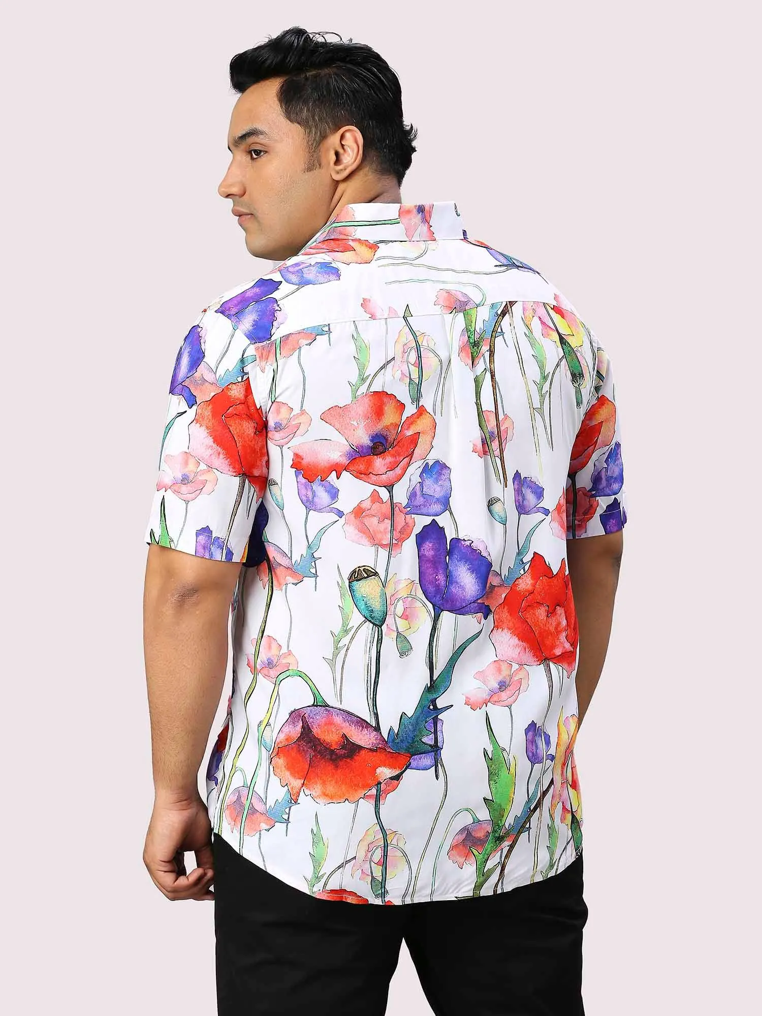 Flora Digital Printed Half Sleeve Men's Plus Size Shirt