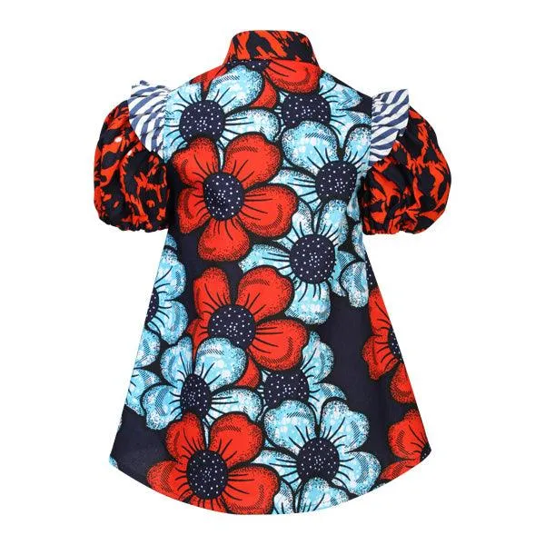 FLORAL VINTAGE ANKARA FREE SHIRT DRESS FOR BABY GIRLS