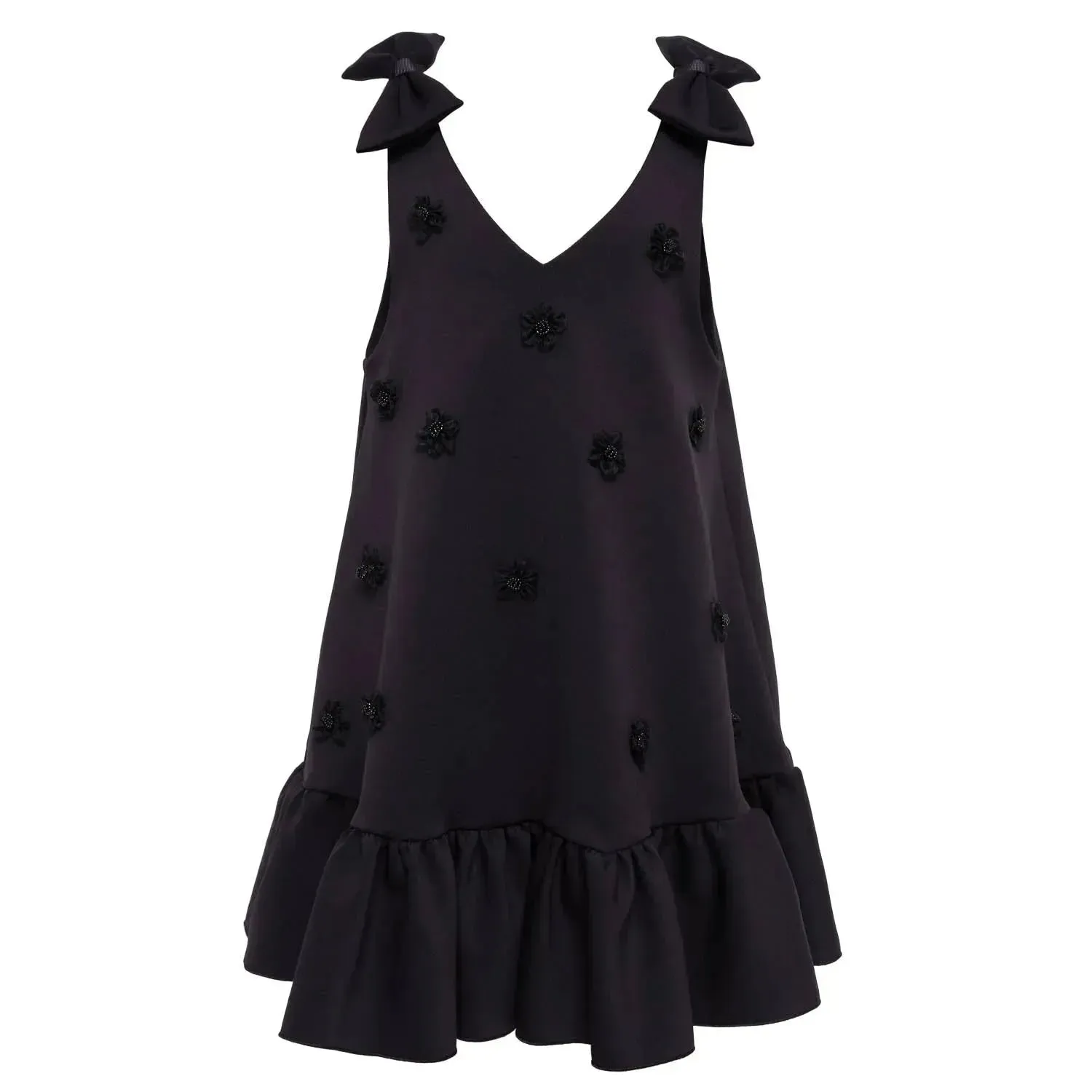 Flower Applique Gathered Dress