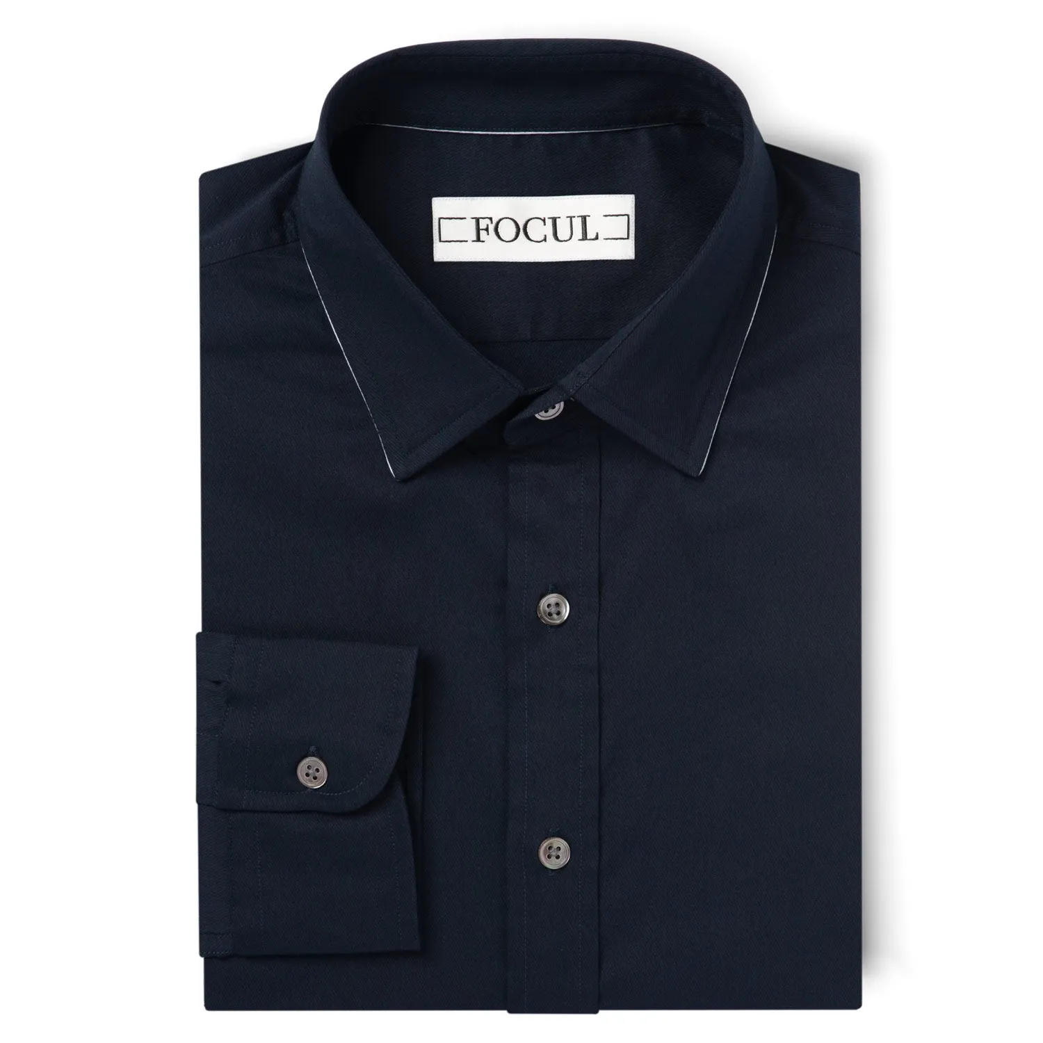 Focul - Dark Navy Line Shirt With Collar Edge Detail