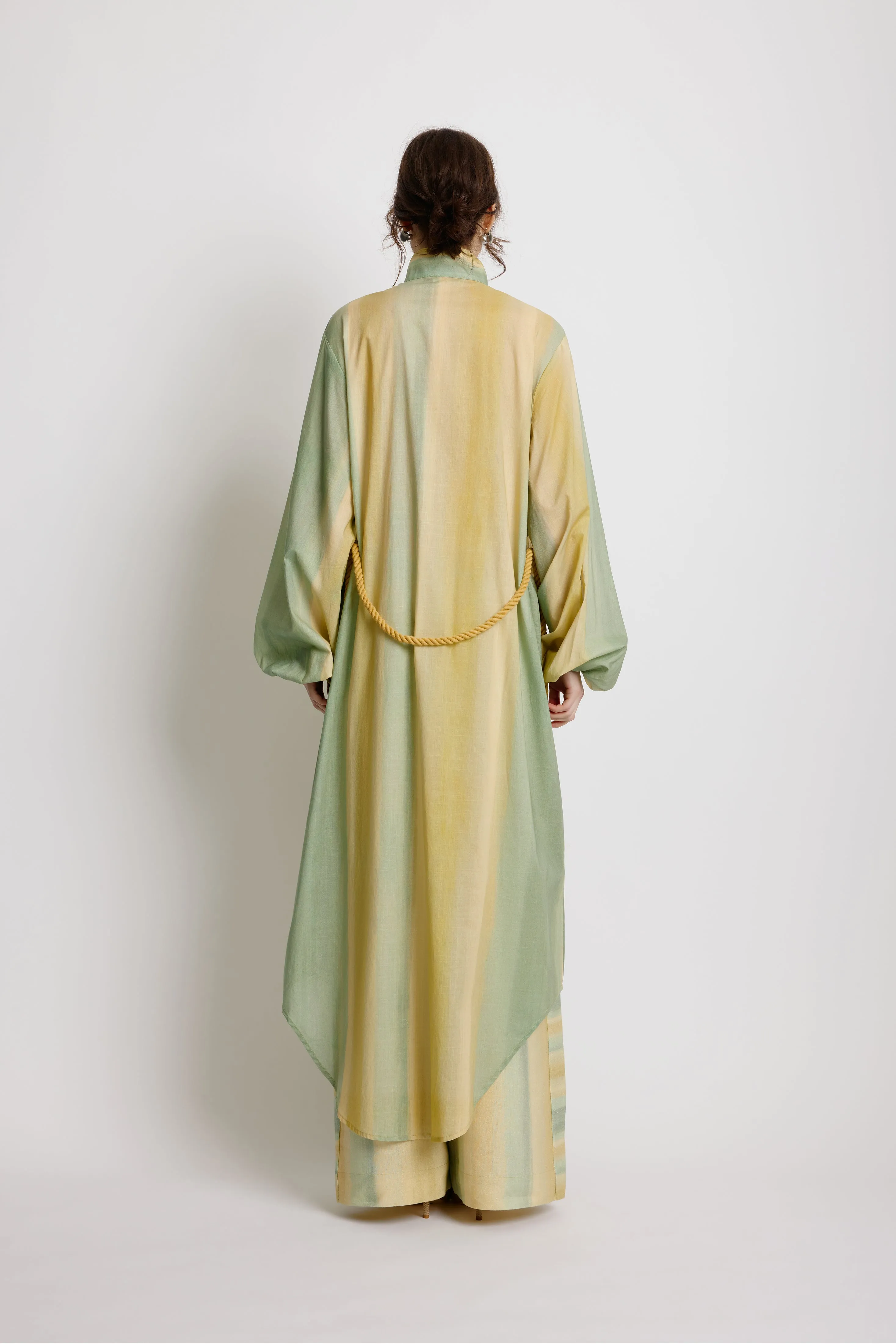 Foliage Shirt Dress - Leaf Green Stripe