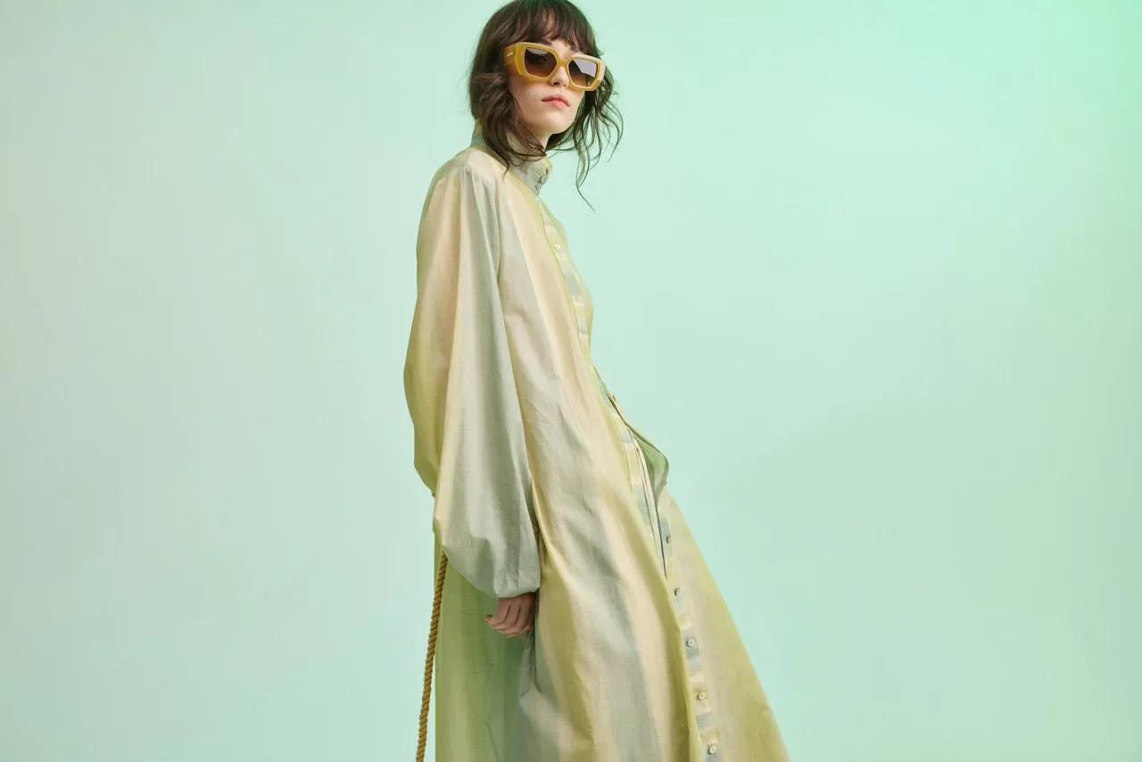 Foliage Shirt Dress - Leaf Green Stripe