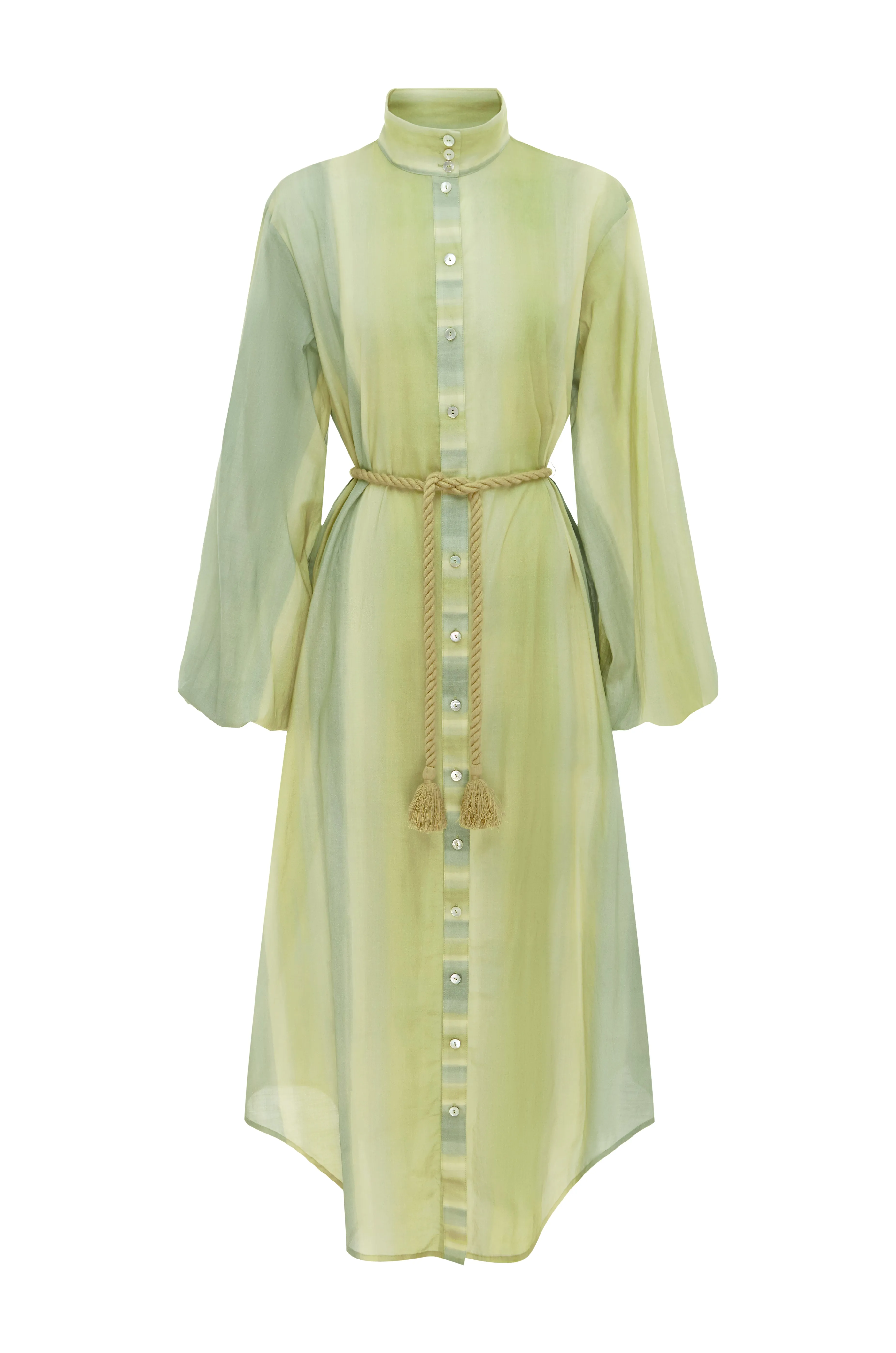 Foliage Shirt Dress - Leaf Green Stripe