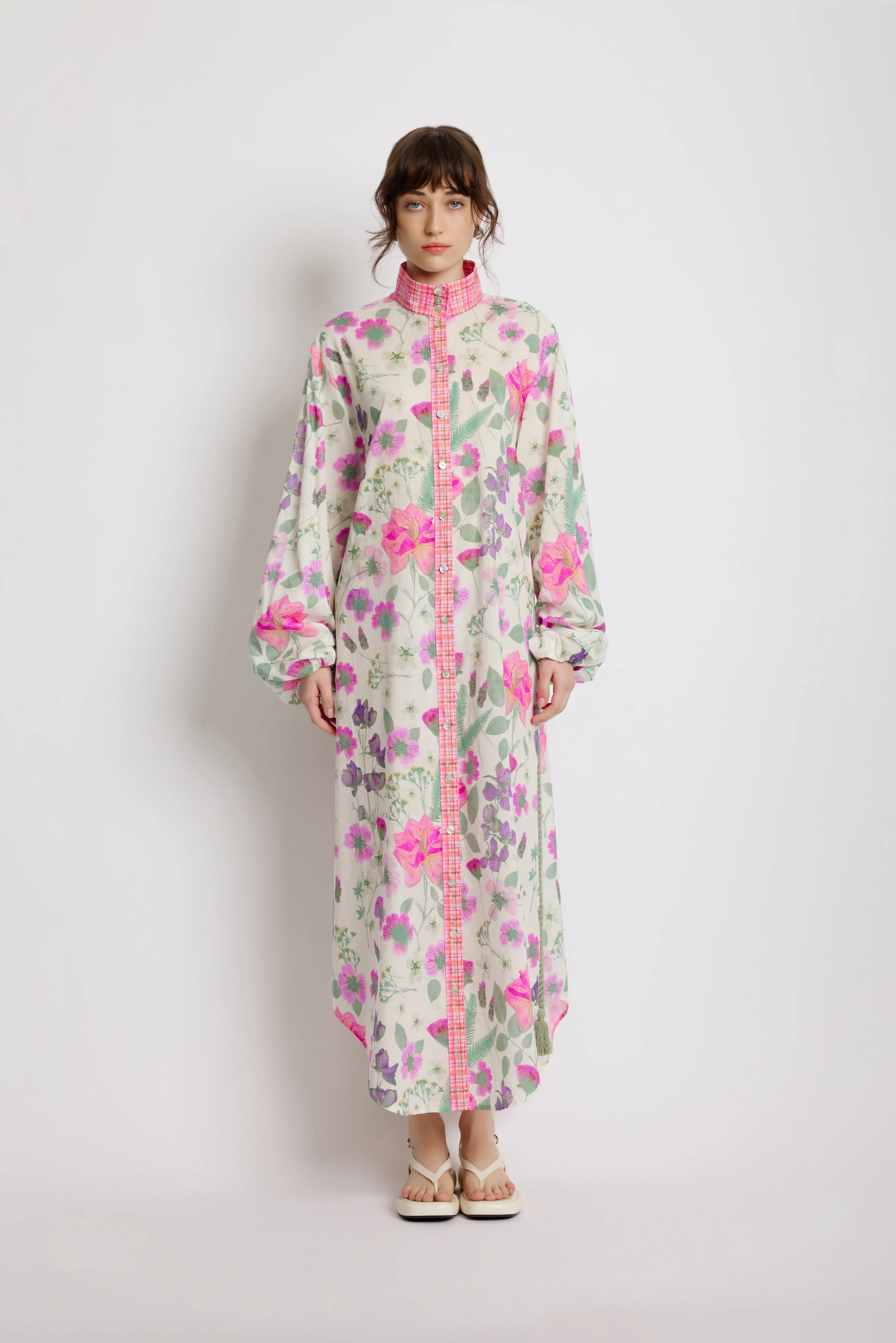 Foliage Shirt Dress - Pressed Flora