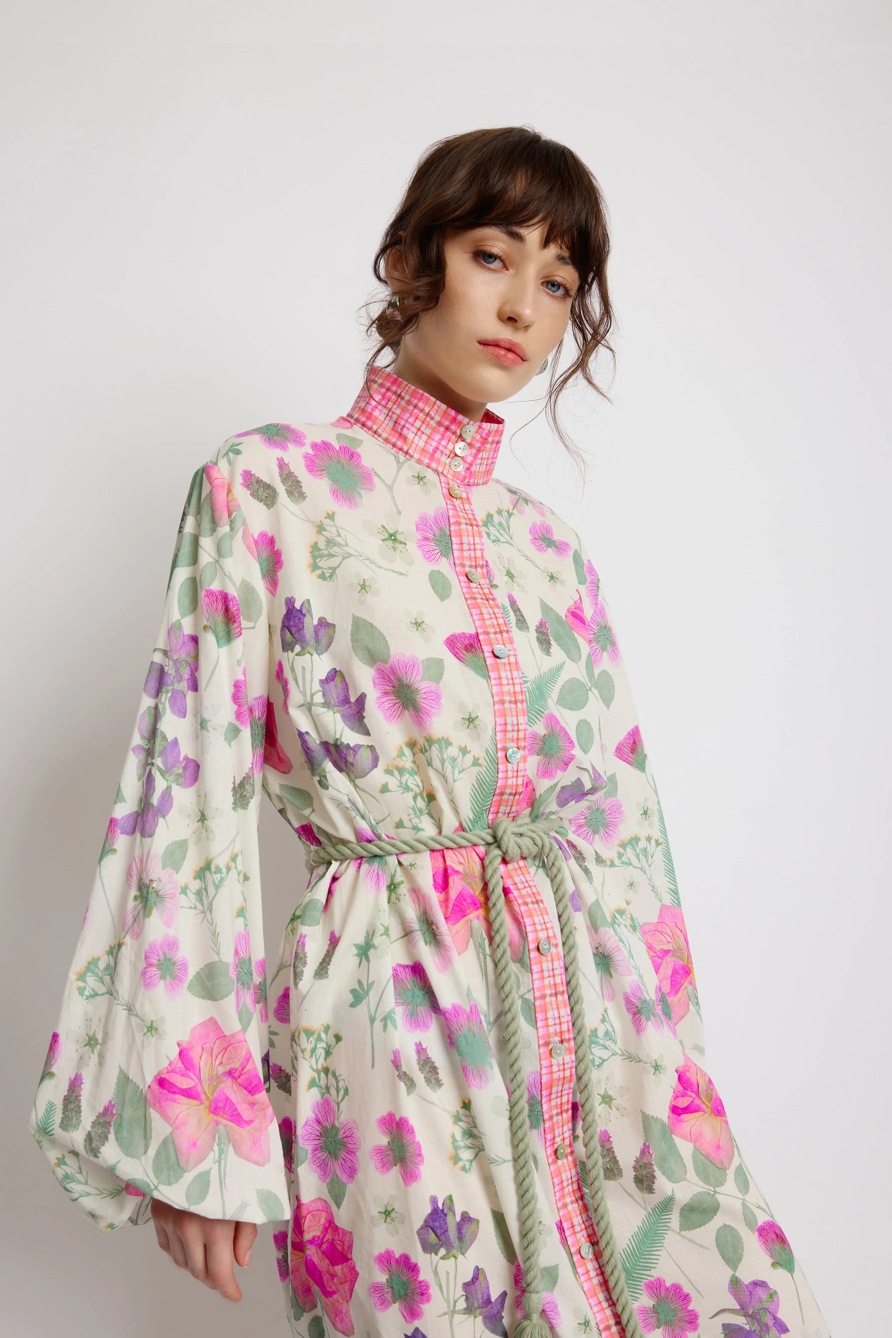 Foliage Shirt Dress - Pressed Flora