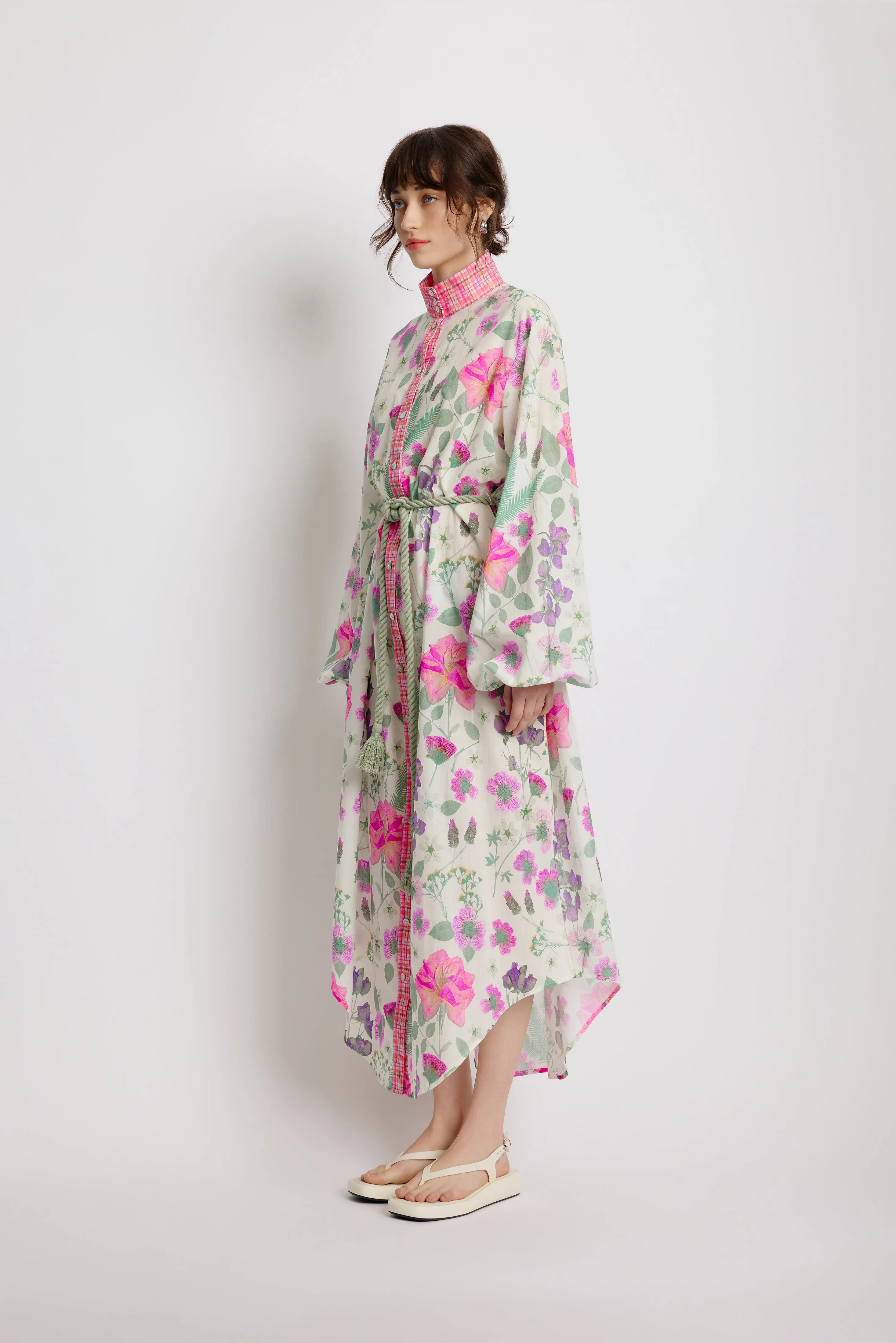 Foliage Shirt Dress - Pressed Flora