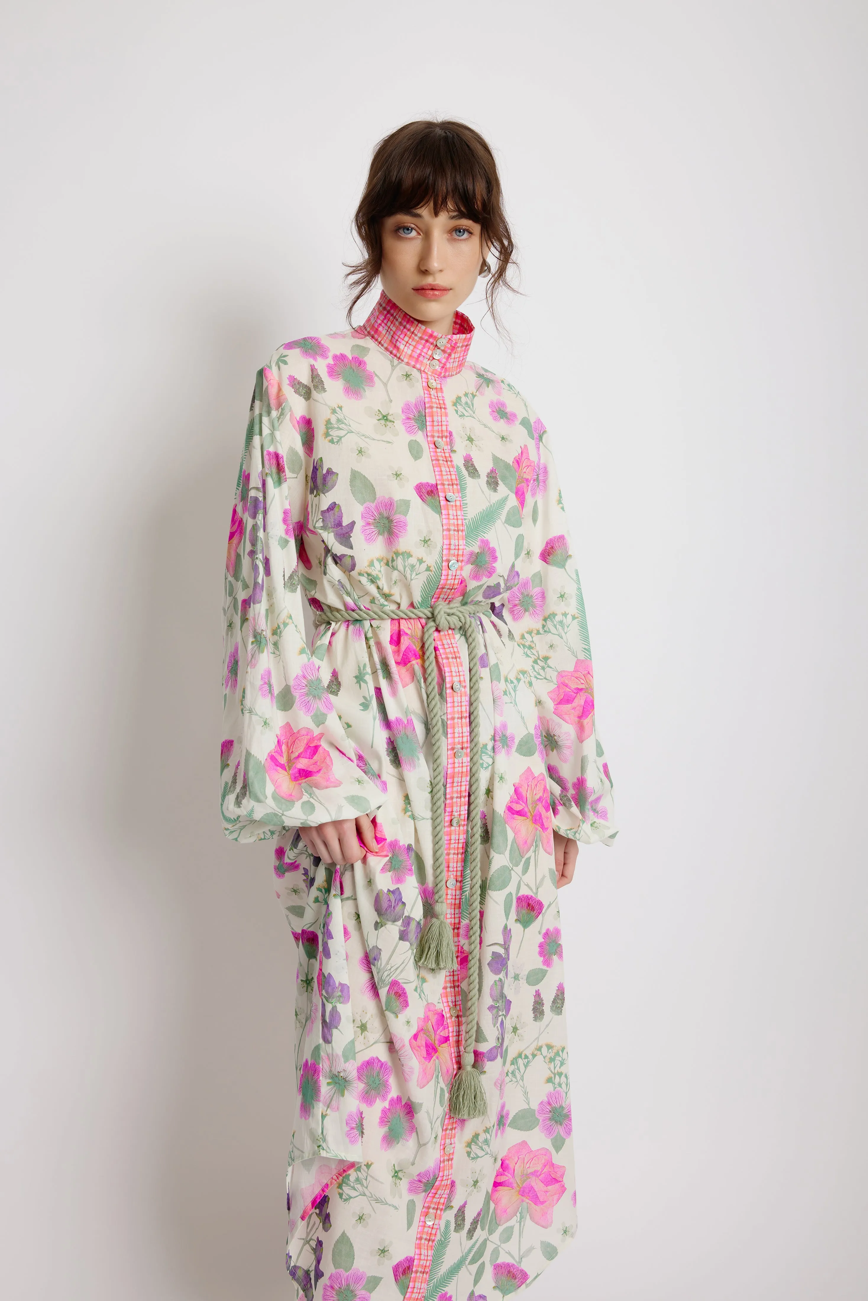 Foliage Shirt Dress - Pressed Flora