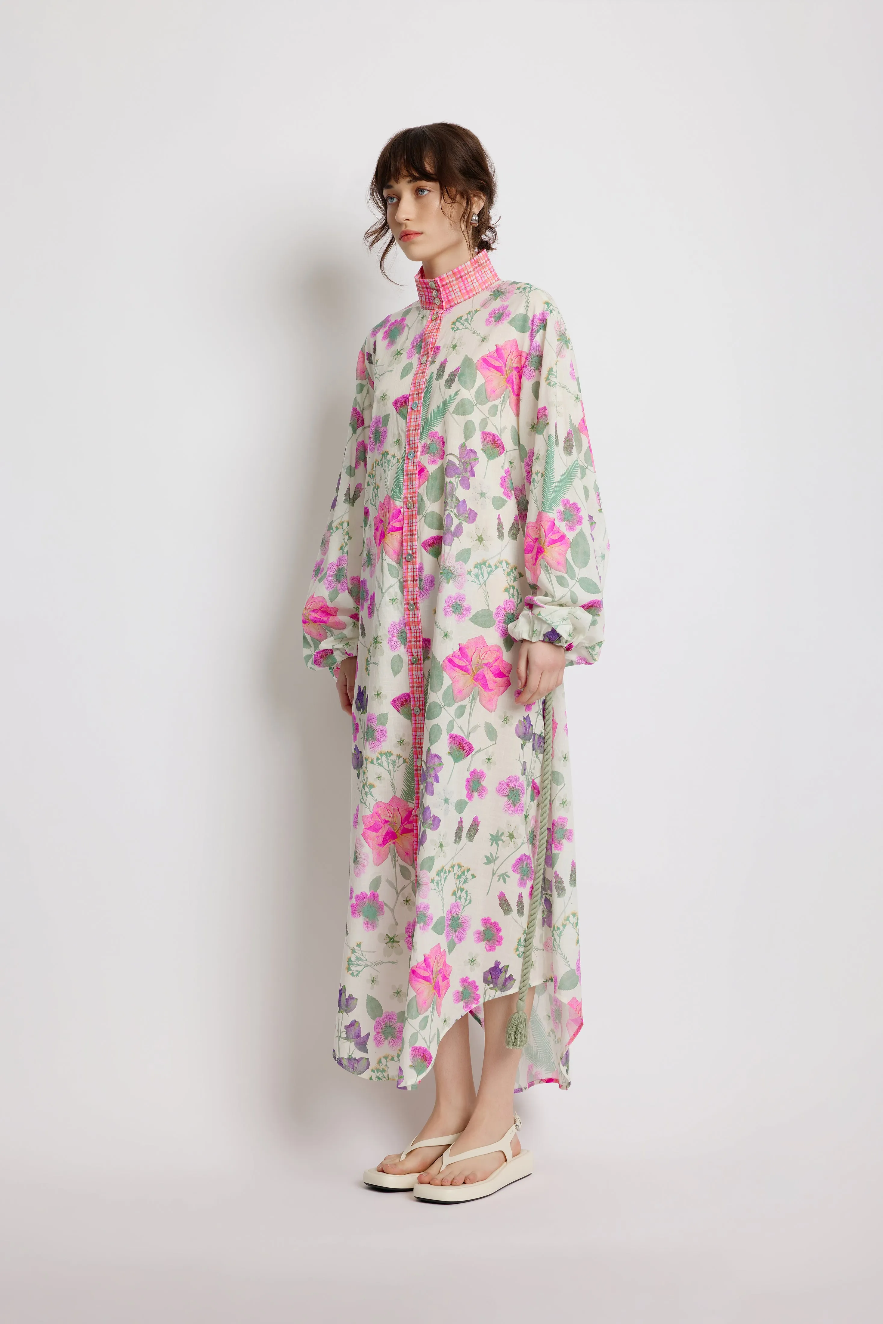 Foliage Shirt Dress - Pressed Flora