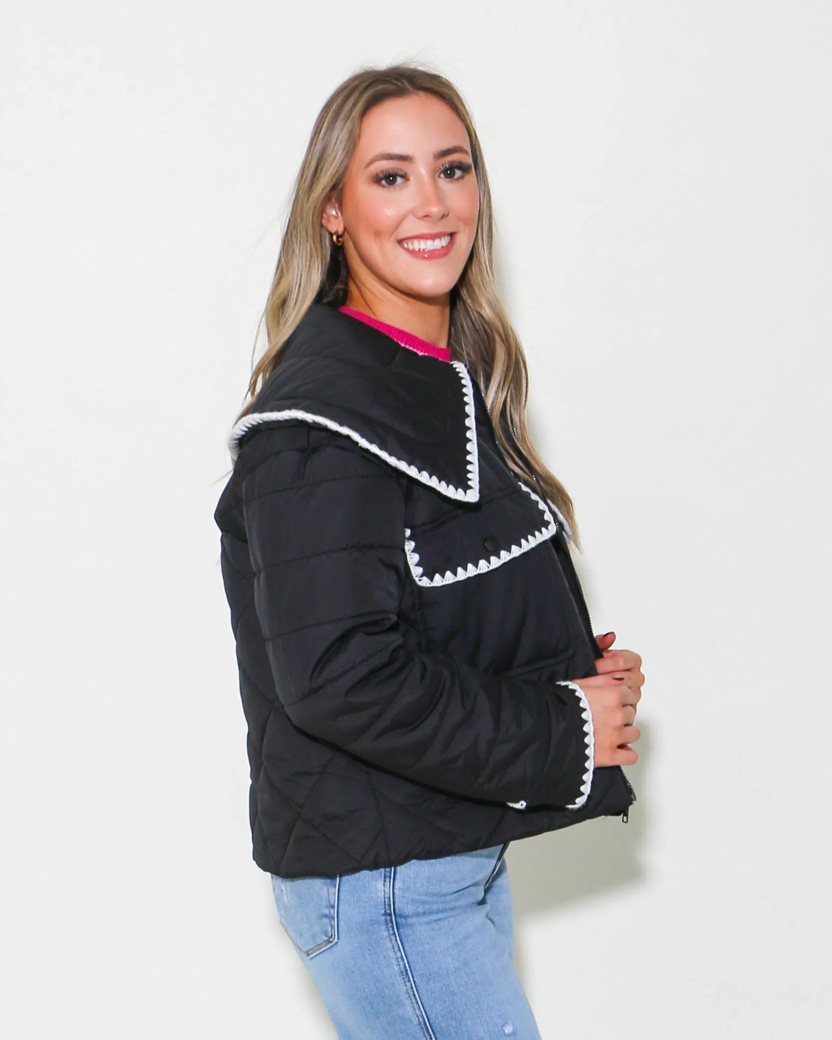 Front Zipper Quilted Puffer Jacket