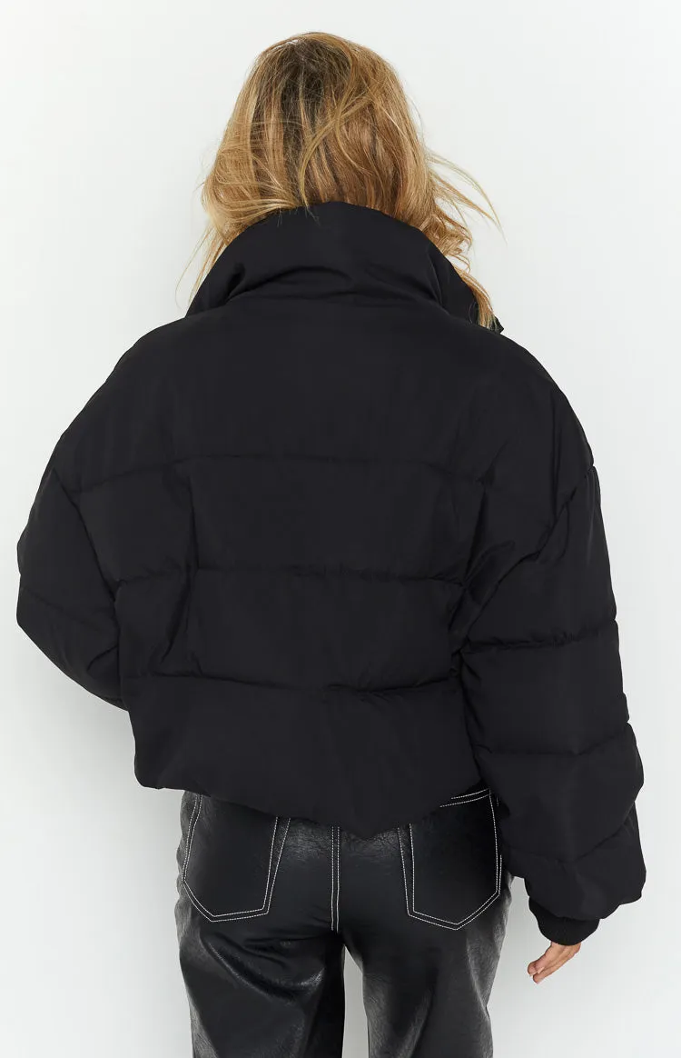 Fuego Puffer Cropped Jacket Black