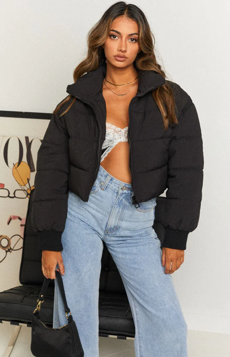 Fuego Puffer Cropped Jacket Black