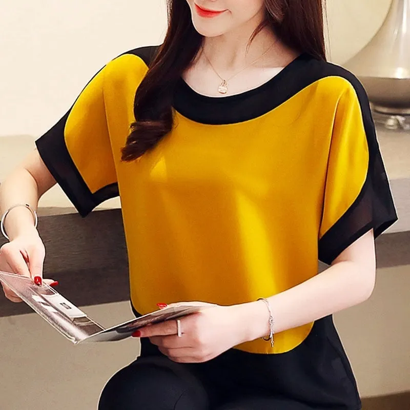 Graduation Gifts  fashion women blouses 2022 women blouse shirt short Sleeve plus size chiffon blouse women shirts womens tops and blouses 3397 50