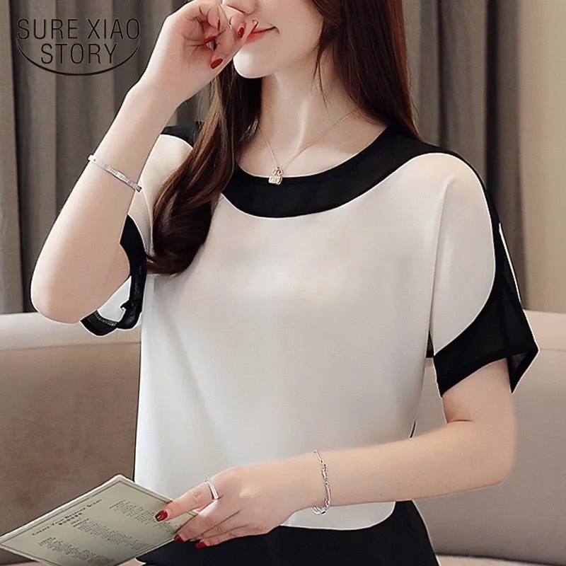 Graduation Gifts  fashion women blouses 2022 women blouse shirt short Sleeve plus size chiffon blouse women shirts womens tops and blouses 3397 50