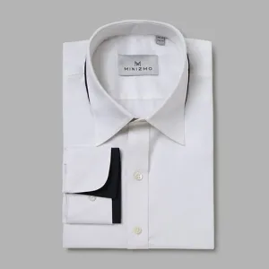 Hamilton White Dress Cotton Shirt With Black Detailing