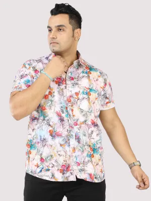 Hibiscus Tropic Digital Printed Half Sleeve Shirt Men's Plus Size