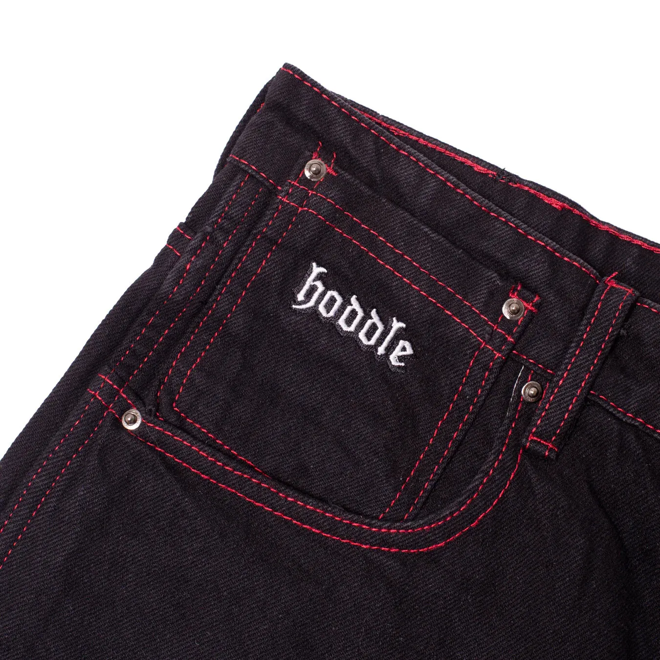 Hoddle 16o Denim Ranger Jean: Black/Red Stitch